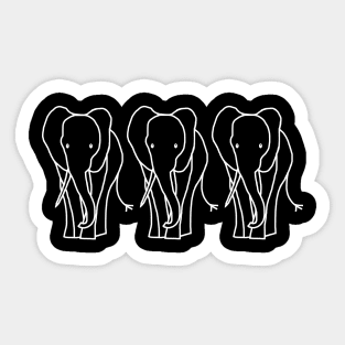 White Line Three Elephants Sticker